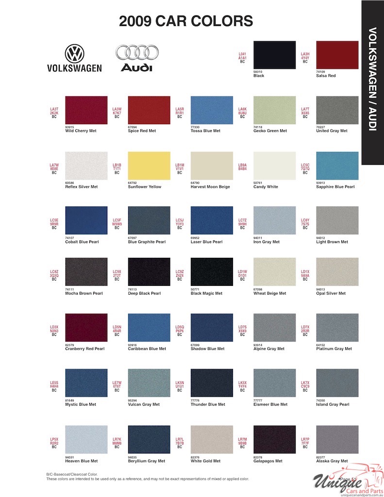 2009 Volkswagen Paint Charts  Sherwin-Williams 1